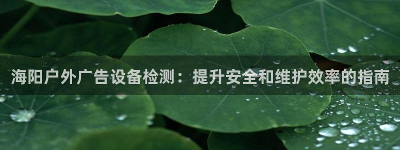 杏宇平台怎么样知乎：海阳户外广告设备检测：提升安全和维护效率的指南